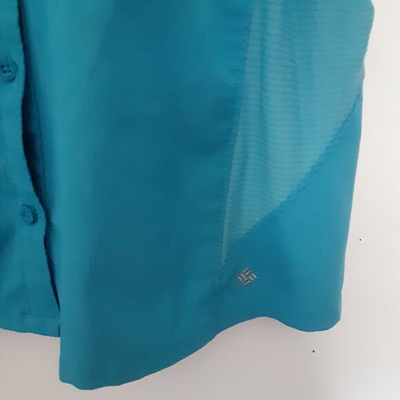 Columbia Omni Shade Womens Button Up Shirt L Blue Short Sleeve Vented - Picture 3 of 9